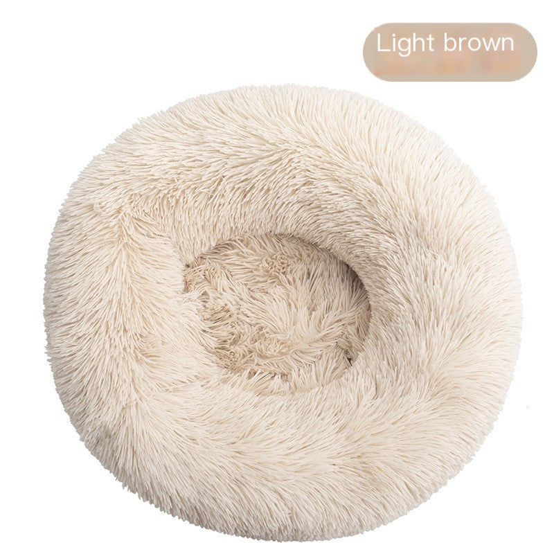Round Plush Dog Beds for Small Dogs and Puppies